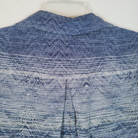 L'Agence Womens Silk Striped Snap Blouse Size 4 Blue Career Western Lightweight - Picture 2 of 13